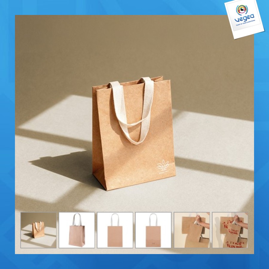 Sac kraft avec anse coton 18x10x24.5cm