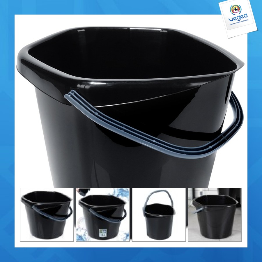 Seau en plastique noir 14l