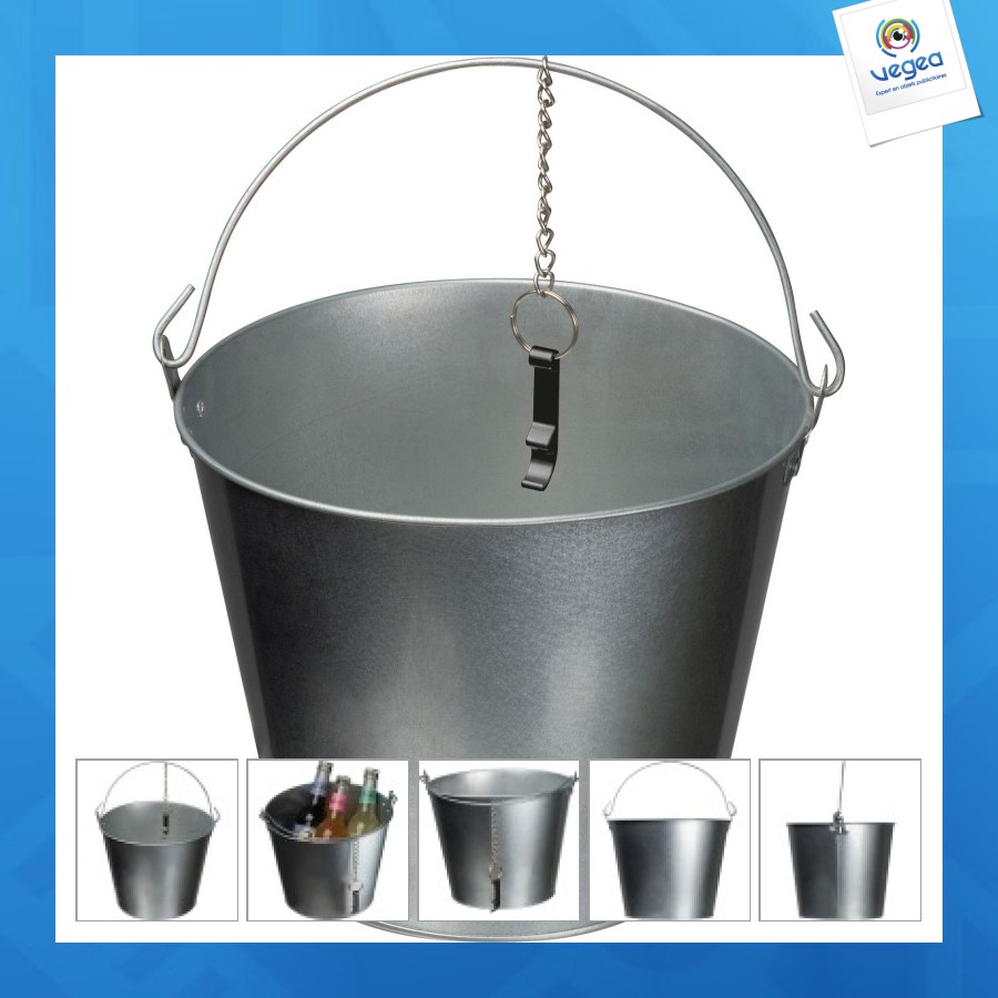 Seau en zinc avec ouvre-bouteille