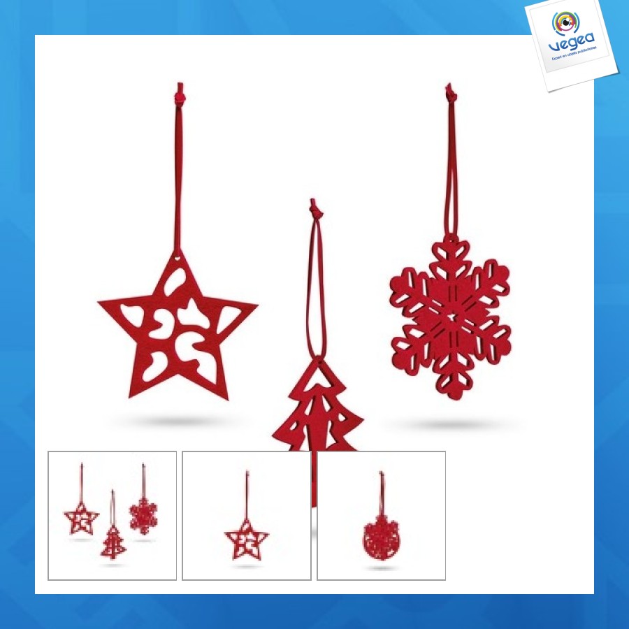 Set aus 3 weihnachtsdekorationen.