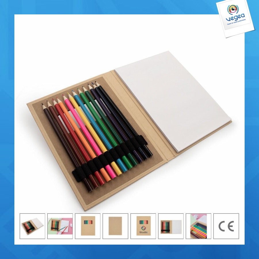 Set de crayons de couleur, carnet de notes - paddy