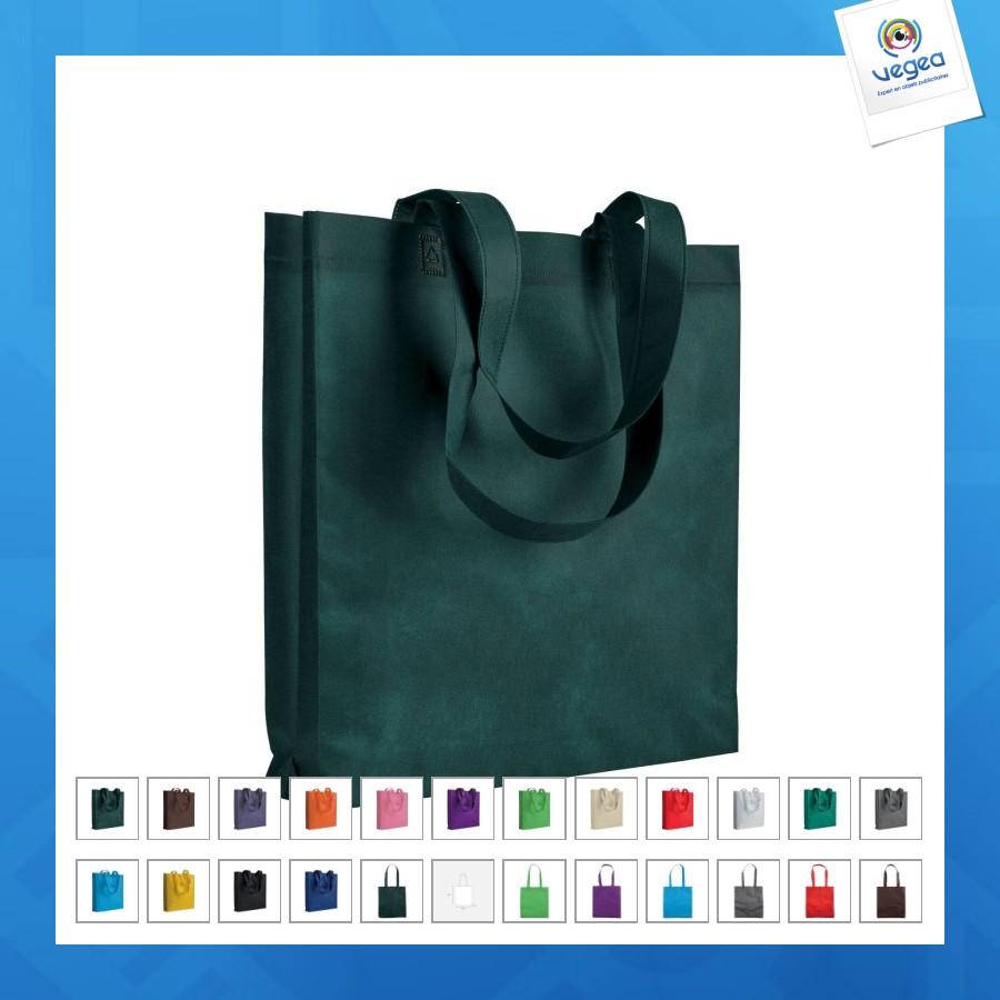 Shopper avec soufflet en tnt 80g/m² thermosoudé, anses longues