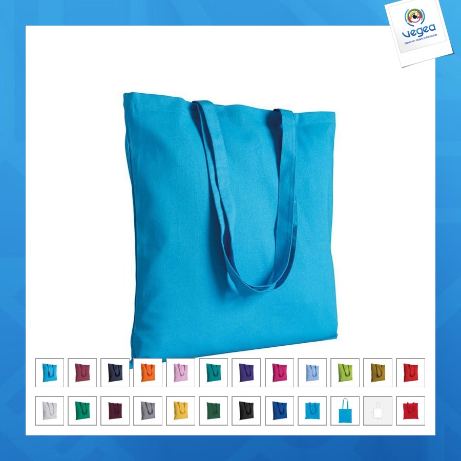 Shopper en coton 130 g/m, anses longues
