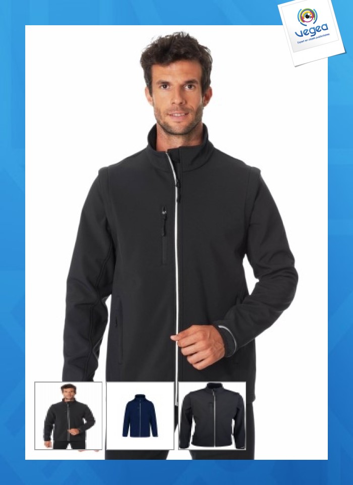 Softshell-jacke mit abnehmbaren ärmeln proact