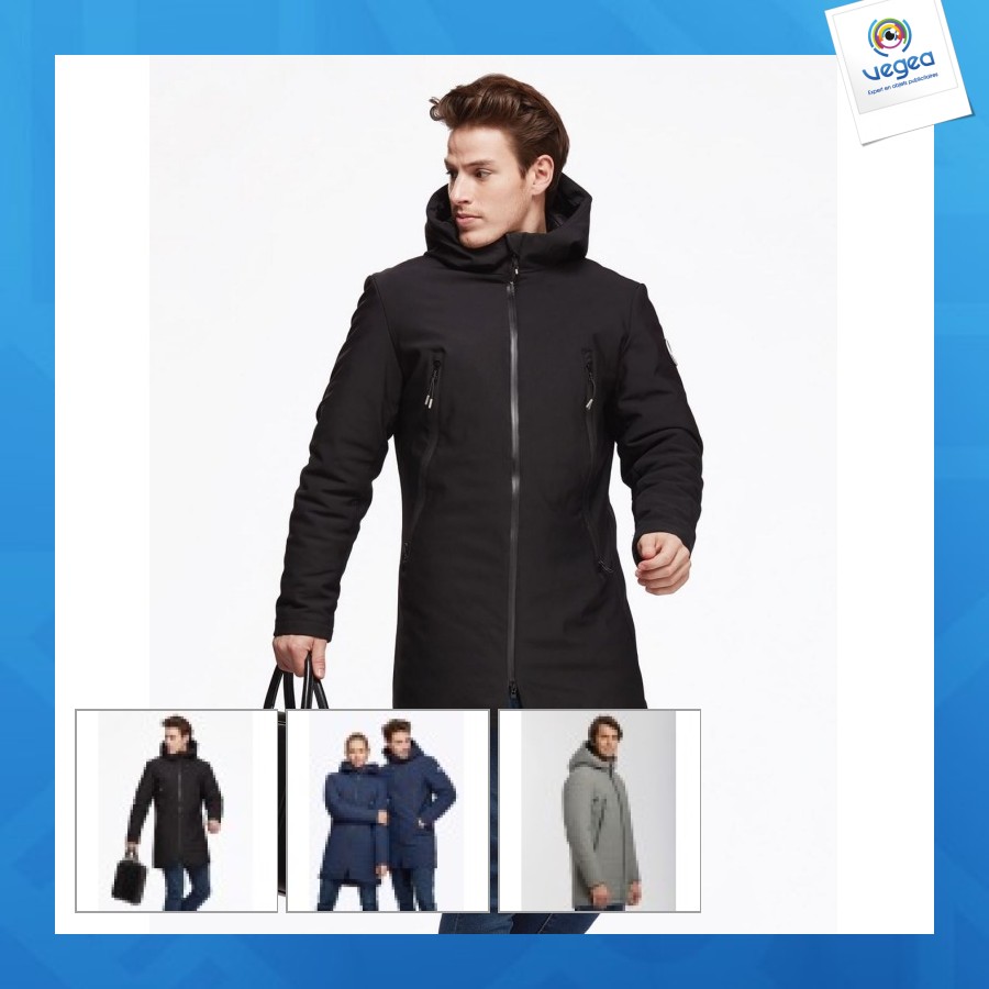 Softshell-parka mit daunenfutter