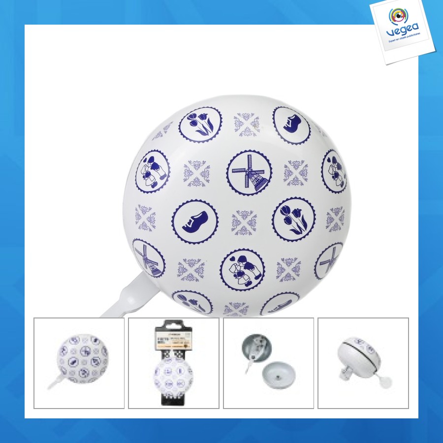 Sonnette de vélo ding dong 80mm bleu hollande