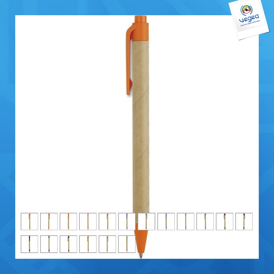 Stylo à bille en plastique biodégradable et carton recyclé