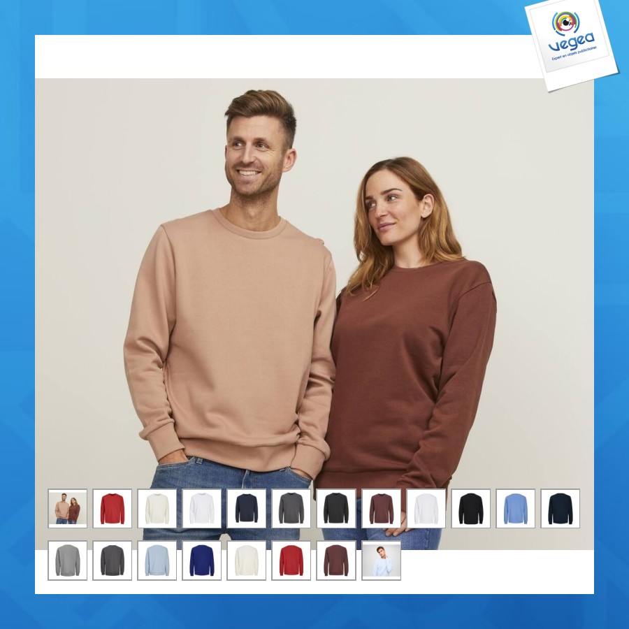 Sweatshirt mit rundhalsausschnitt aus bio-baumwolle 300g