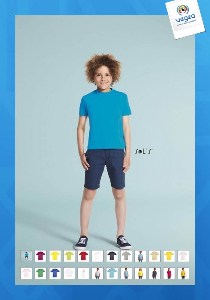 T-shirt rundhalsausschnitt kind weiß 150 g sol's - regent kids - 11970b