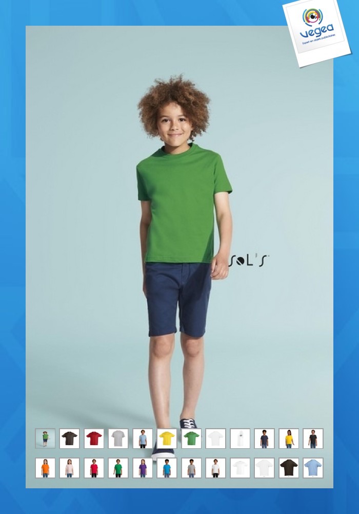 T-shirt rundhalsausschnitt kind weiß 190 g sol's - imperial kids - 11770b