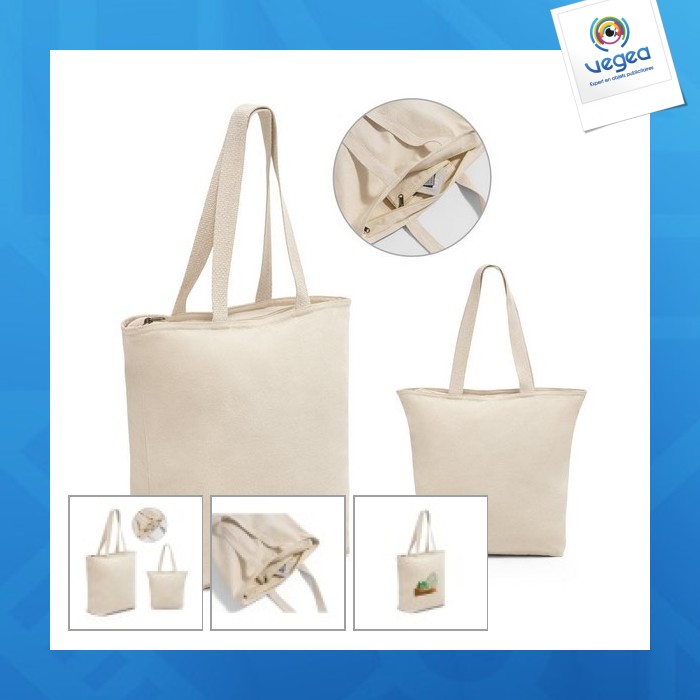 Tasche aus 100% baumwolle mit reißverschluss