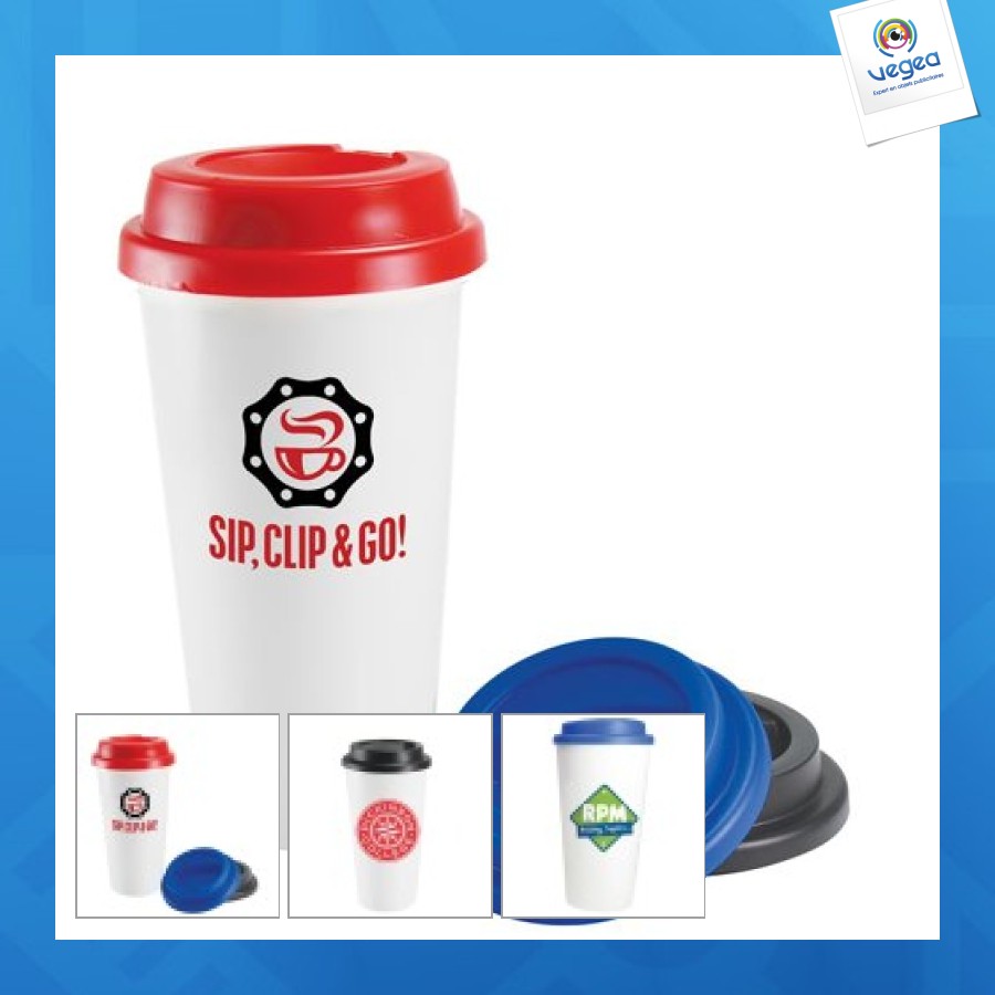 Tasse à café à emporter en plastique à double paroi 455ml/16oz **