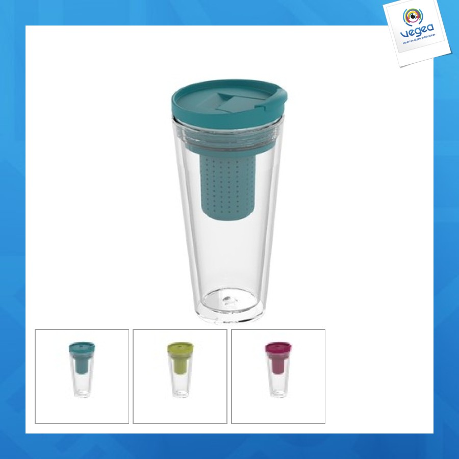 Tasse isolante mochaavec un filtre à thé, réutilisable