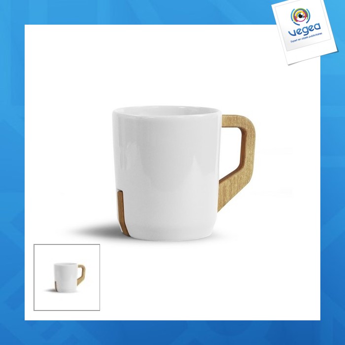 Tasse mit holzgriff weiß