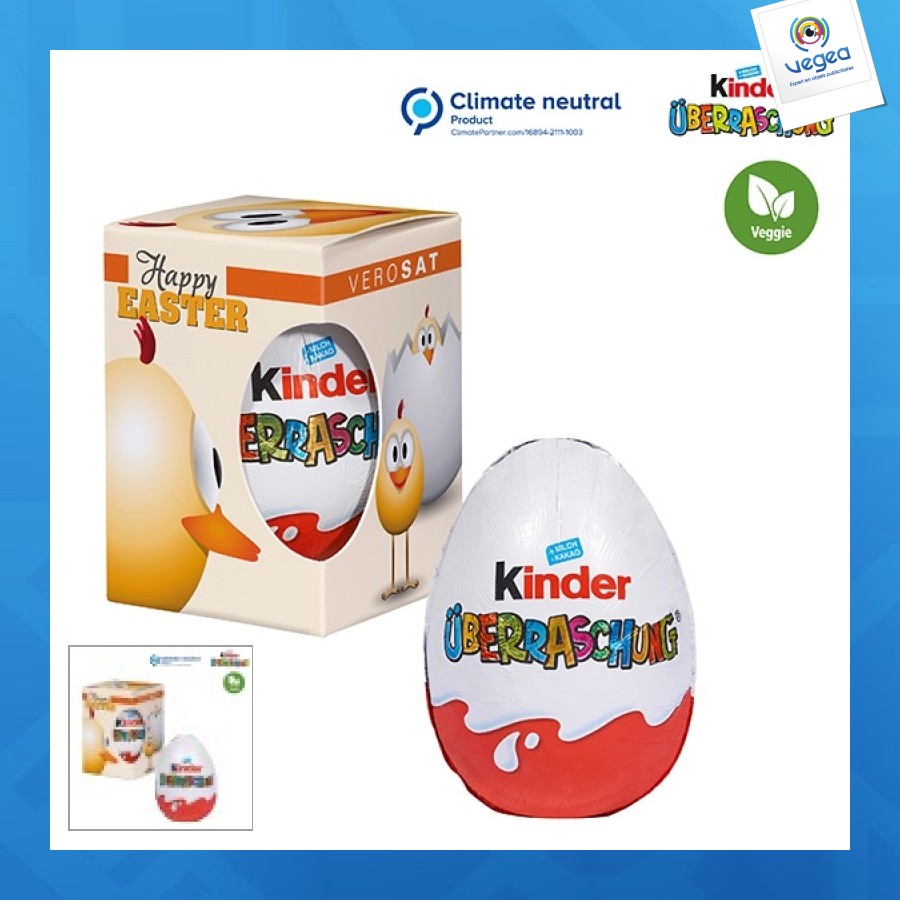 Uf kinder überraschung, in einer geschenkbox mit ovalem fenster