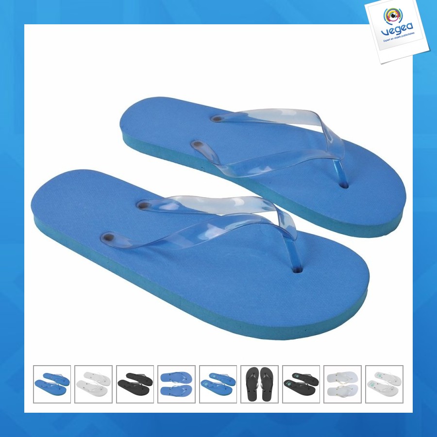Unisex-flip-flop mit sohle aus pe 114 g und transparentem pvc-riemen. einheitsgröße