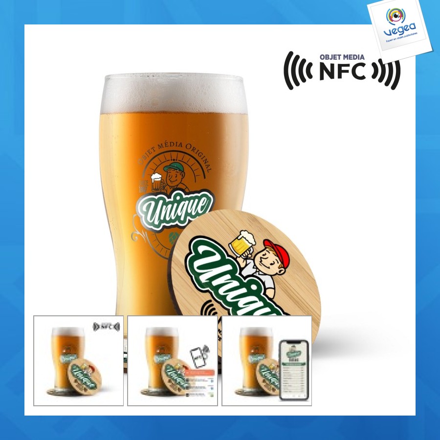 Untersetzer aus holz mit nfc-chip - lasergravur