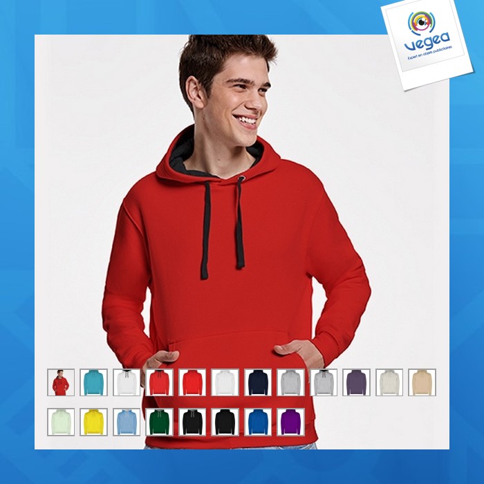 Urban - zweifarbiges sweatshirt mit gefütterter kapuze und kontrastierendem kordelzug