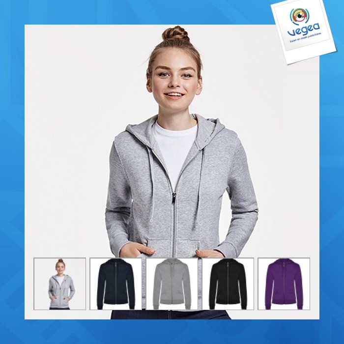 Veleta - damen-sweatshirt mit gefütterter kapuze ton in ton