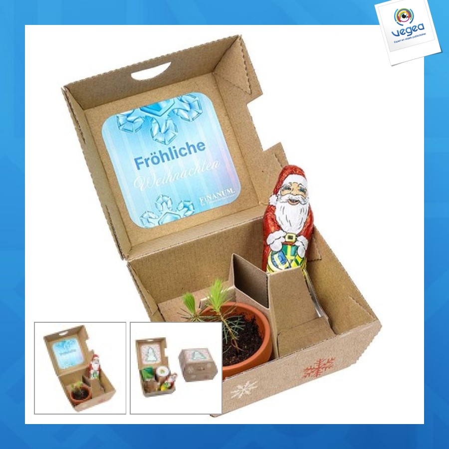 Weihnachtsgeschenkset - tontöpfe und schokolade weihnachtsmann