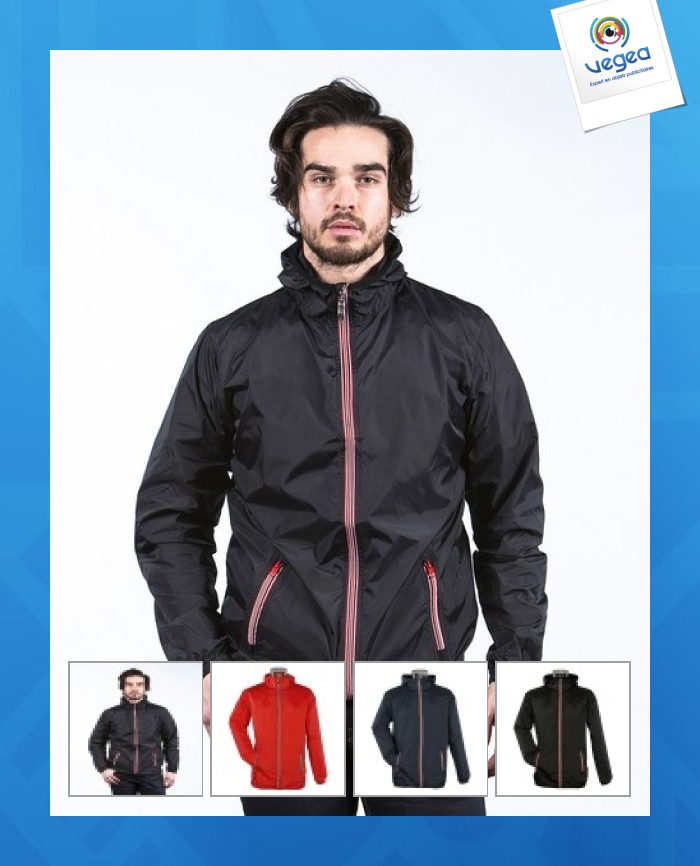 Windjacke mit dreifarbigem reißverschluss - speed