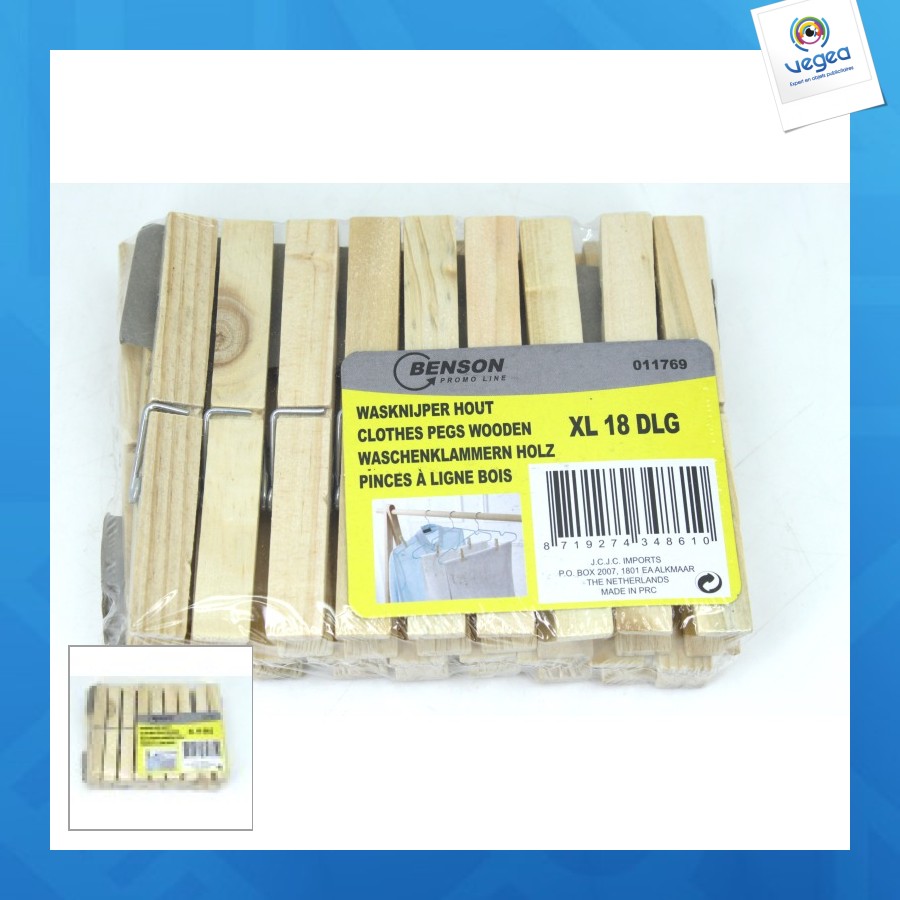 Xl wäscheklammern aus holz, 18 stück