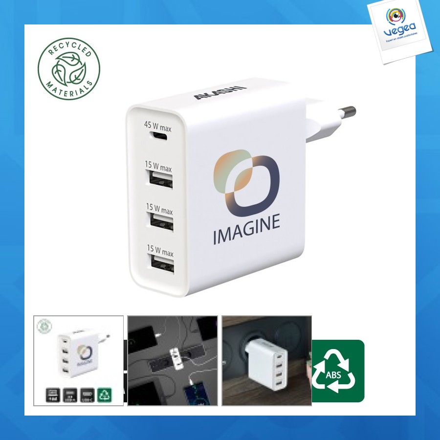 Yoriyoi - intelligentes netzladegerät 6a - 3 usb und type-c 60w