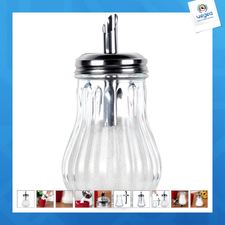 Zuckergefäß aus glas mit dosierer 190 ml