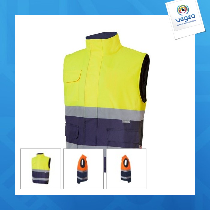 Zweifarbiger, gesteppter bodywarmer mit hoher sichtbarkeit